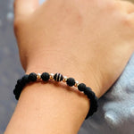 PULSERA TEJIDA NEGRA PARA NIÑ@S BALÍN #3 DOBLE CINTA NEO #4