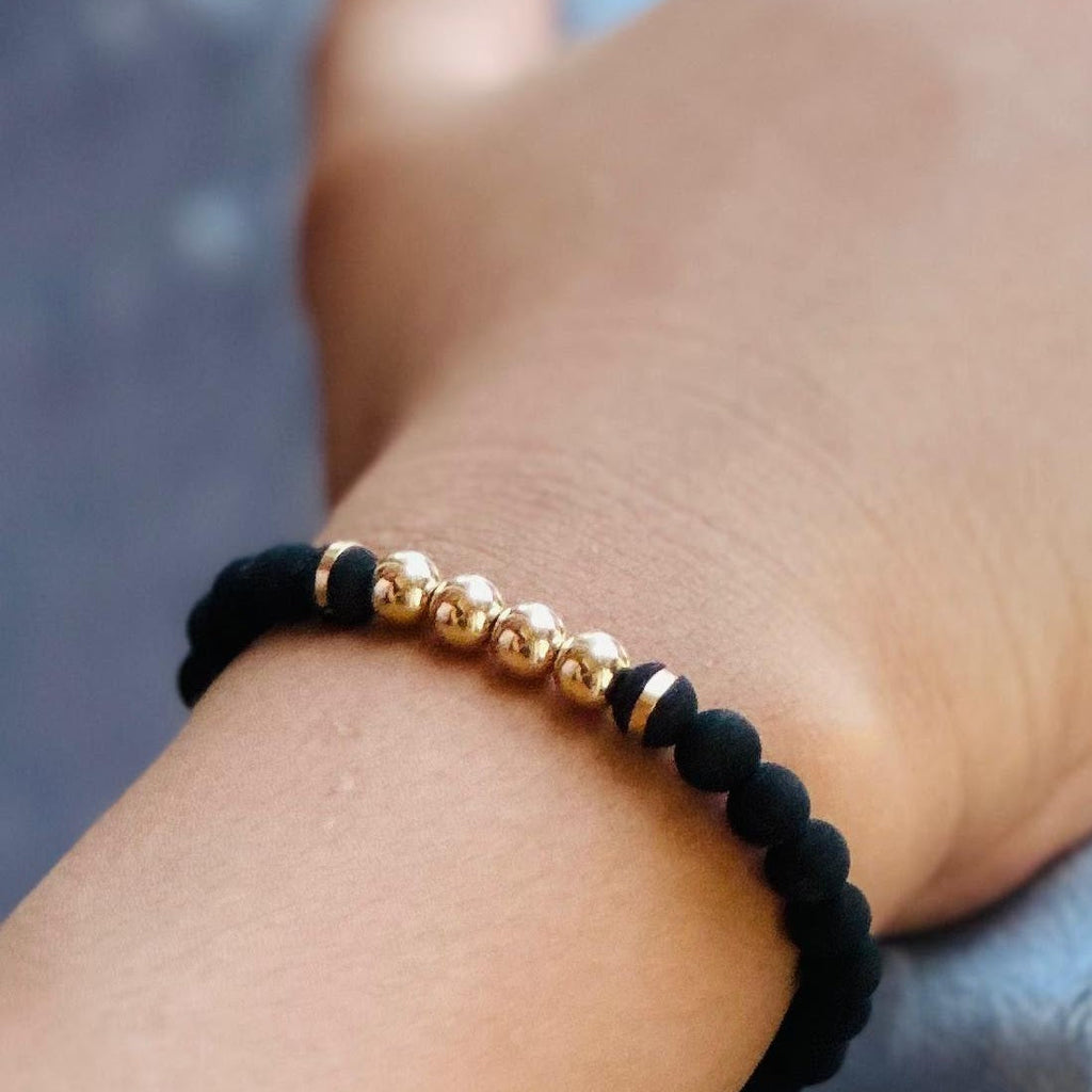 PULSERA NEGRA NEOPRENO CINTA SOLA CON BALÍN #4 PARA BEBÉ