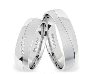 Argollas satinado y liso brillante zircon suizo blanco