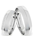 Argollas Satinado y liso brillante zircon suizo blanco