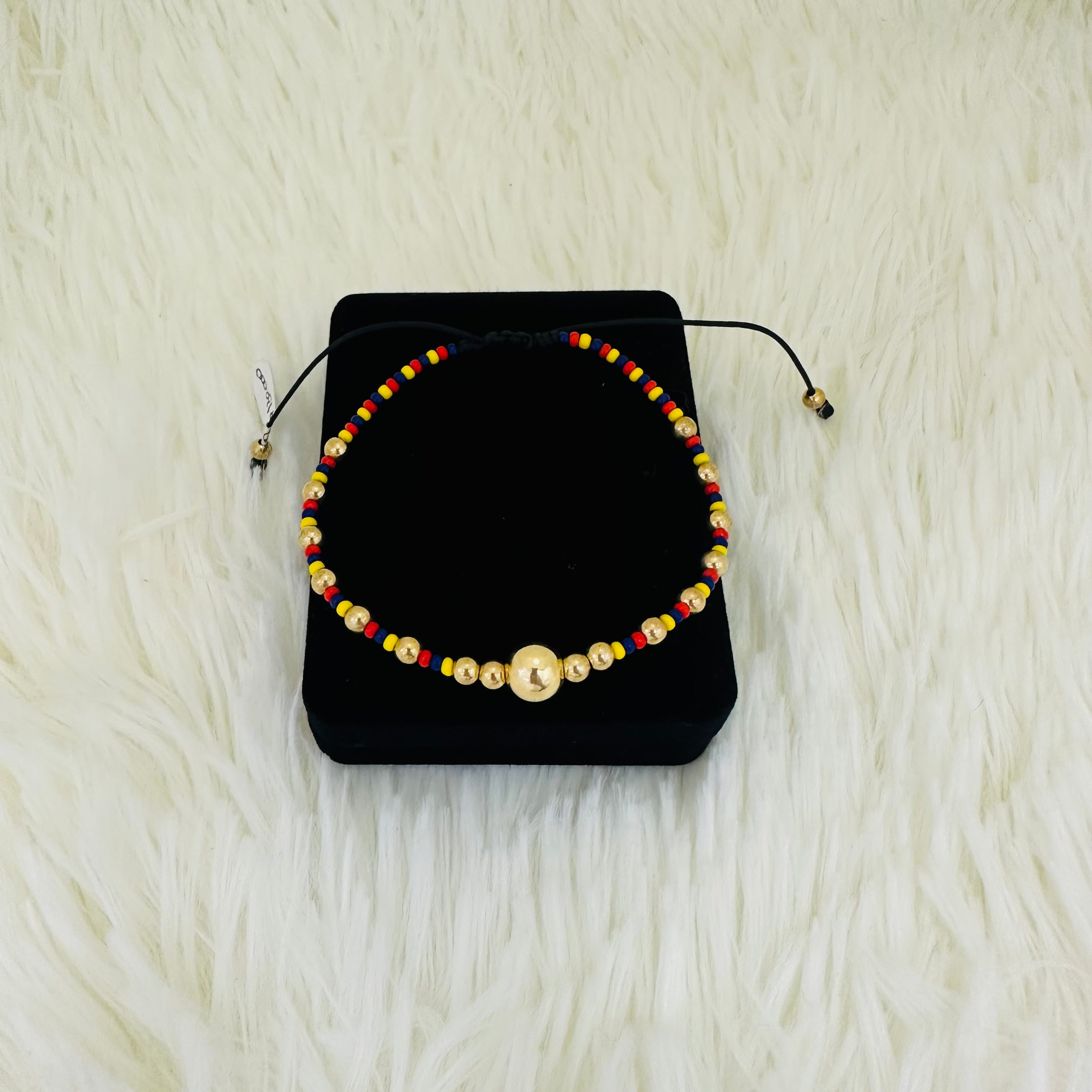 PULSERA TEJIDA COLOMBIA BALÍN CENTRO #8 Y #4 REF 953