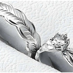 Argollas Promesa Diamantadas con figura de Hoja