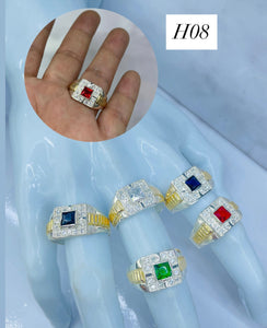 Anillo De Caballero Piedra Cuadrada Verde,Rojo,Azul,Cristal,Azul Rey Ref 4272