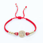 Pulsera tejida dije FE con neopreno y balín #6 y #4