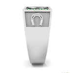 ANILLO EN PLATA 950 CON LETRA L PERSONALIZADA Y CIRCONES VERDES