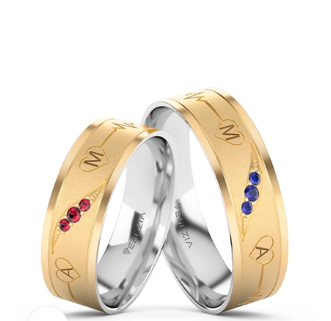 ARGOLLAS ORO 18K Y PLATA 950 AMOR INFINITO CIRCON ROJO Y AZUL REF 6061