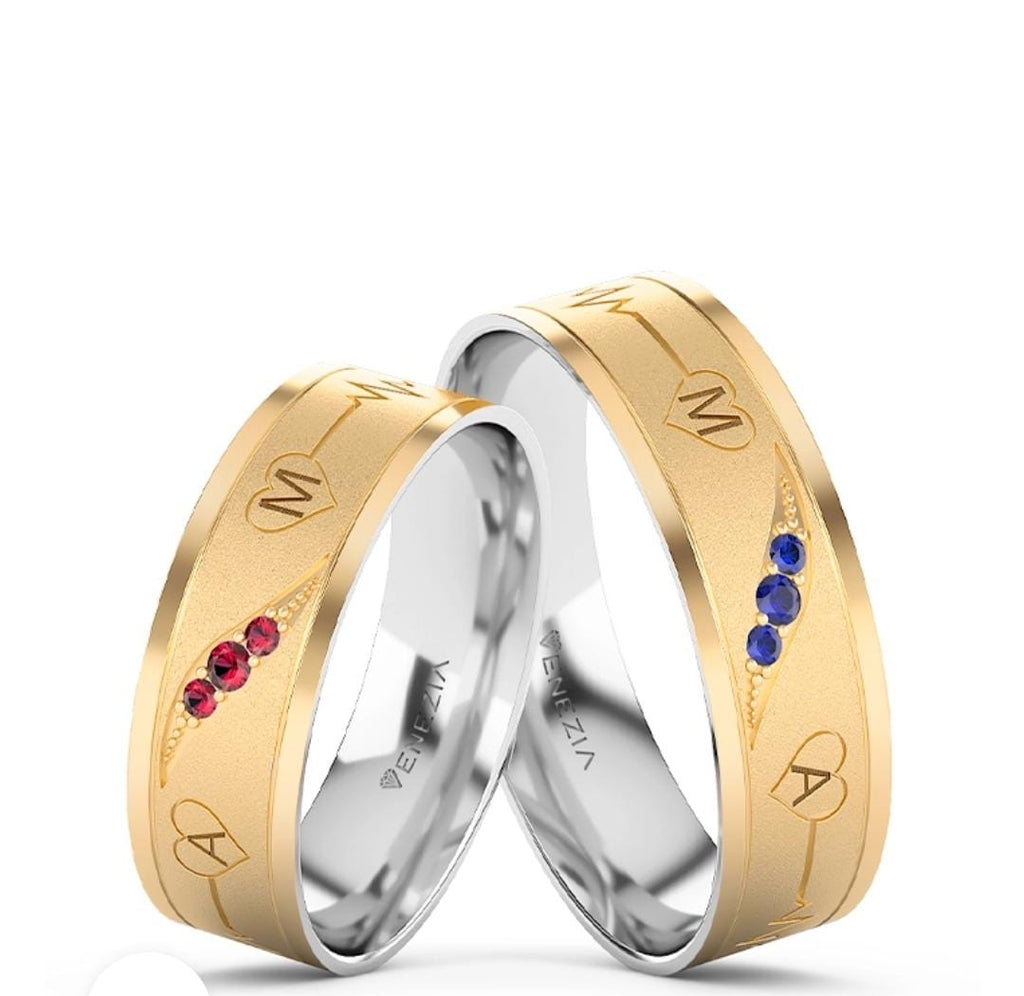 ARGOLLAS ORO 18K Y PLATA 950 AMOR INFINITO CIRCON ROJO Y AZUL REF 6061