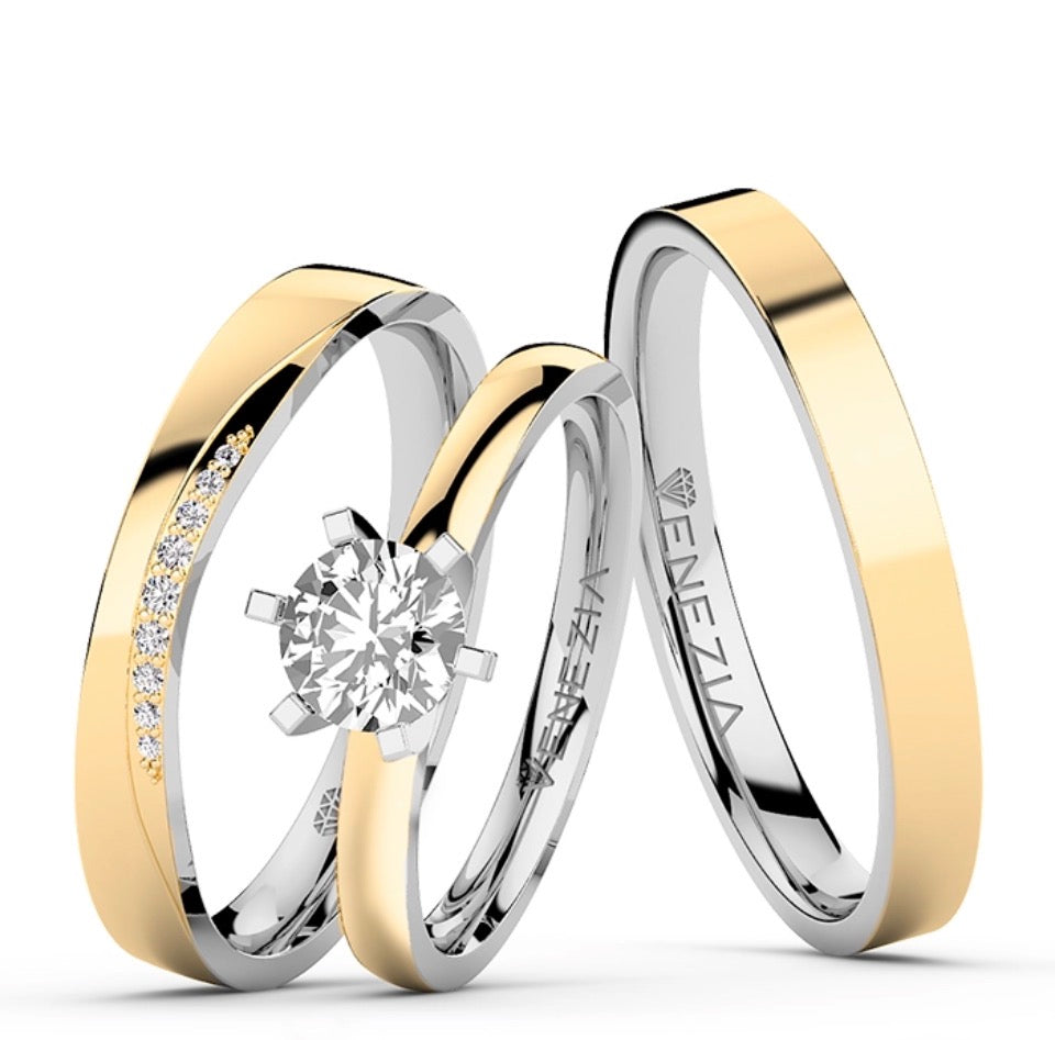 SET DE ARGOLLAS Y ANILLO DE COMPROMISO UNION REAL REF 7048