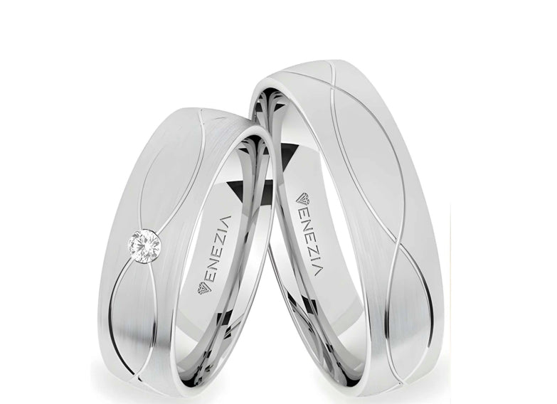 Argollas satinado zircon suizo blanco