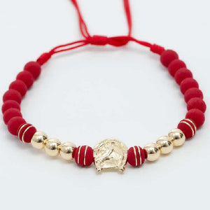 Pulsera tejida herradura de caballo con neopreno y balín #6