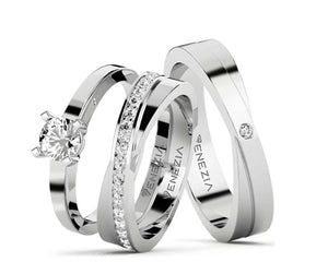 Set de argollas liso brillante con diseño cruzado circon blanco