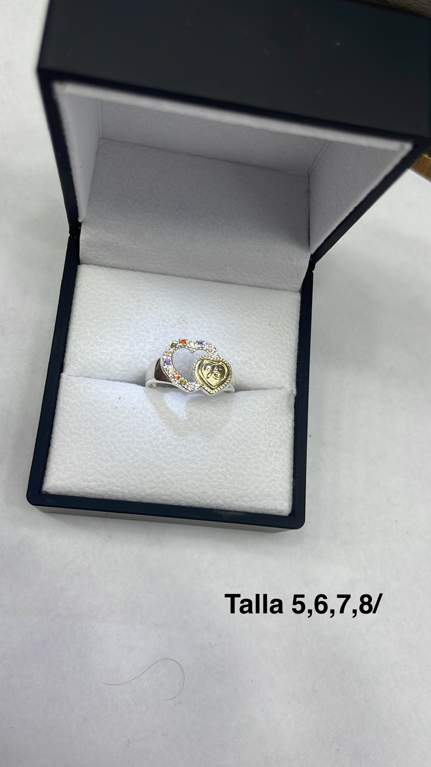 Anillo 15 Años Corazón De princesa Circones Coloridos Ref 4474