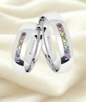 Argollas liso  brillante zircon suizo arcoíris