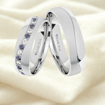 Argollas satinado y liso brillante zircon suizo azul y blanco