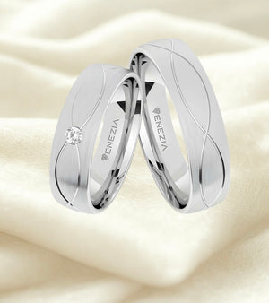 Argollas satinado zircon suizo blanco