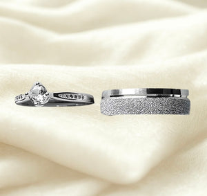 Argollas promesa mate diamante