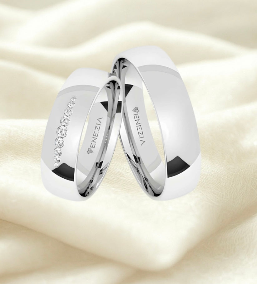 Argollas Liso brillante zircon suizo blanco