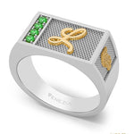 ANILLO PARA HOMBRE EN ORO Y PLATA - INICIAL PERSONALIZADA