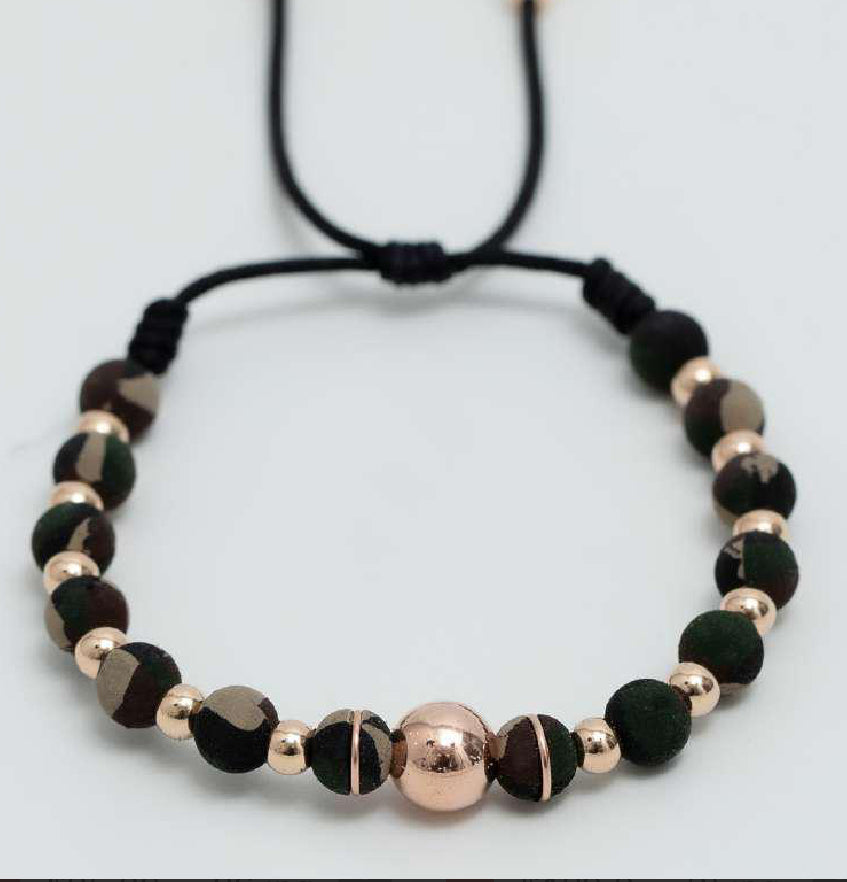 Pulsera tejida galaxia con neopreno y balín #8 y #4