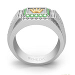 ANILLO PARA HOMBRE CON CORONA ROLEX EN ORO Y PLATA