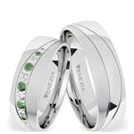 Argollas satinado y liso brillante zircon suizo verde Esmeralda y blanco