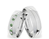 Argollas satinado y liso brillante zircon suizo verde Esmeralda y blanco