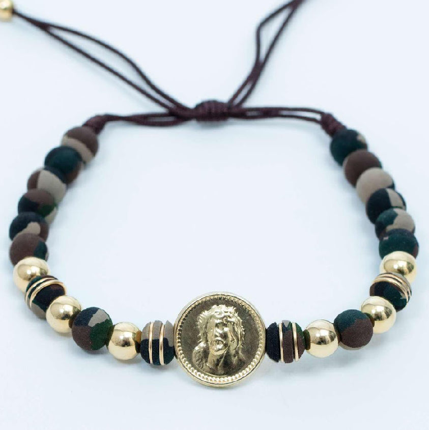 Pulsera de Jesús con neopreno y balín #8