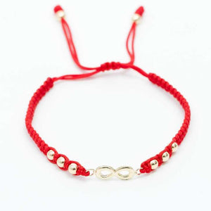 PULSERA TEJIDA CON DIJE DE INFINITO ROJA Y NEGRA BALÍN #4 REF 1053