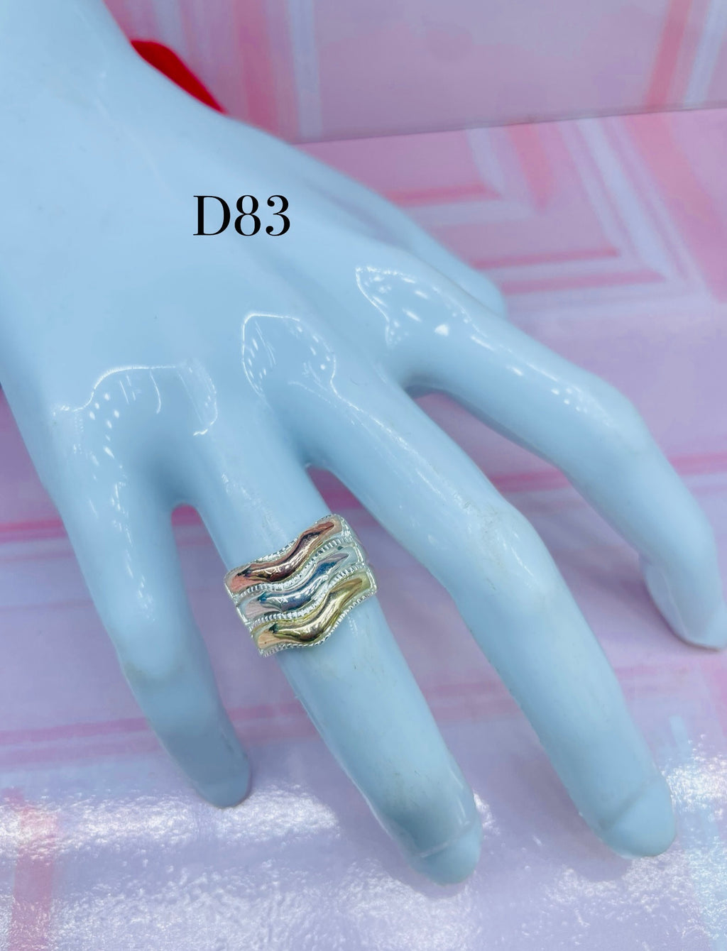 Anillo De Dama Tres Ondas De Oro Y Plata Ref 4276