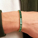 PULSERA PIEDRA BAGUETTE VERDE 21CM 3 MM 921