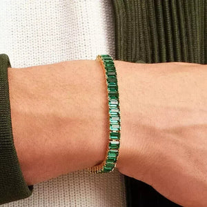 PULSERA PIEDRA BAGUETTE VERDE 21CM 3 MM 921