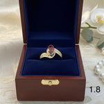 ANILLO DE DAMA HOJA DE LUZ VERDE 1.6 , ROJA 1.8 Y CRYSTAL 1.8 GR  REF 47