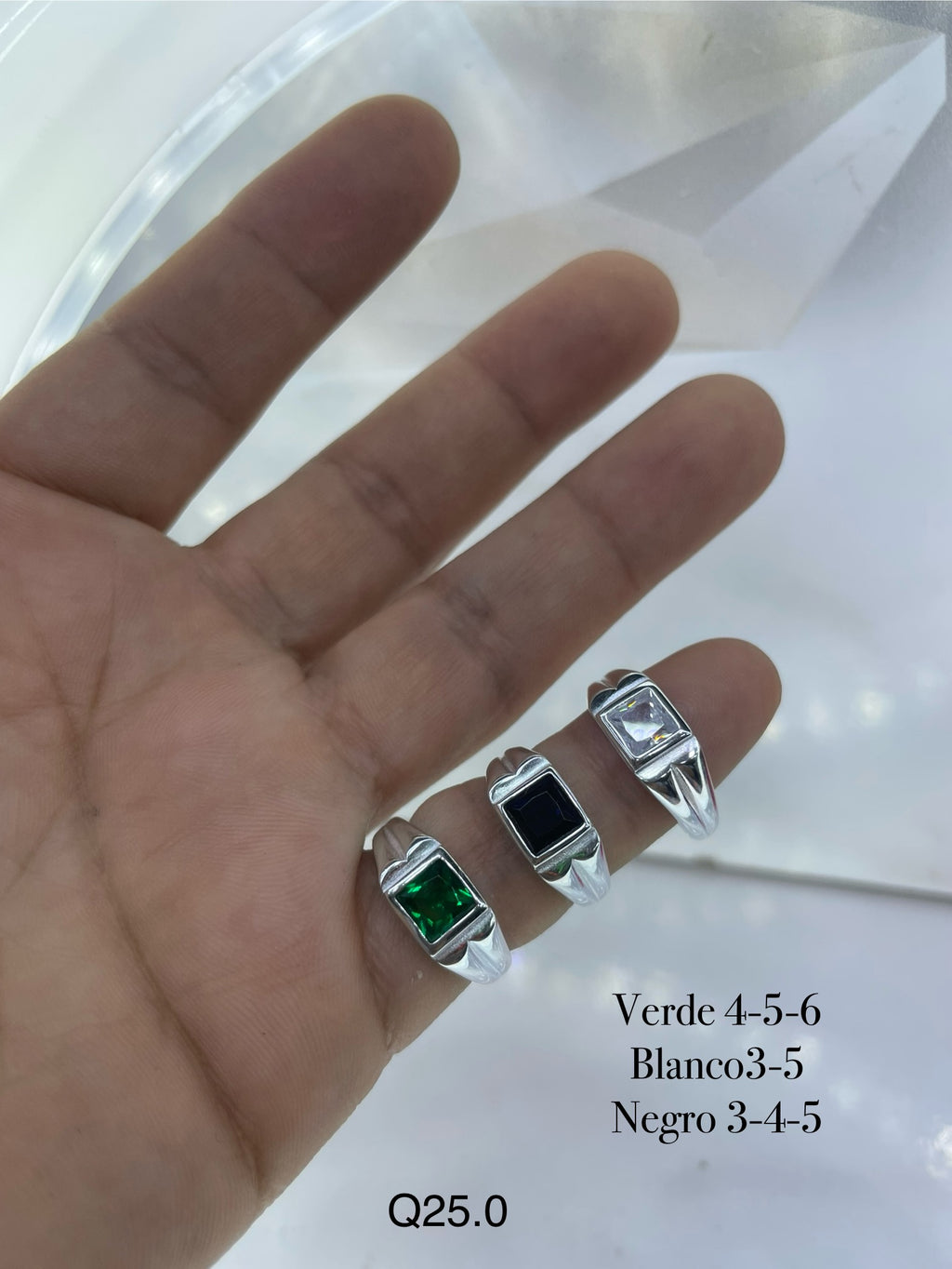 Anillo Para Niños Piedra Cuadrada Verde,Azul,Cristal Ref 4373