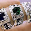 Anillo de grado Piedra Redonda Verde,Cristal,Azul Ref 4475