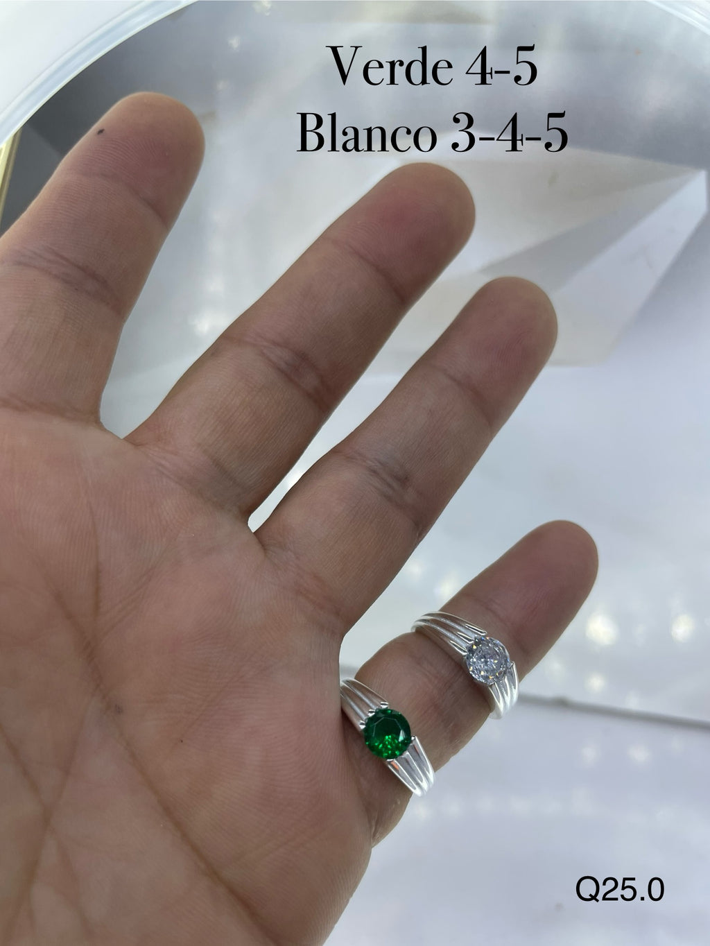 Anillo Para Niños Piedra Redonda Verde,Cristal Ref 4373