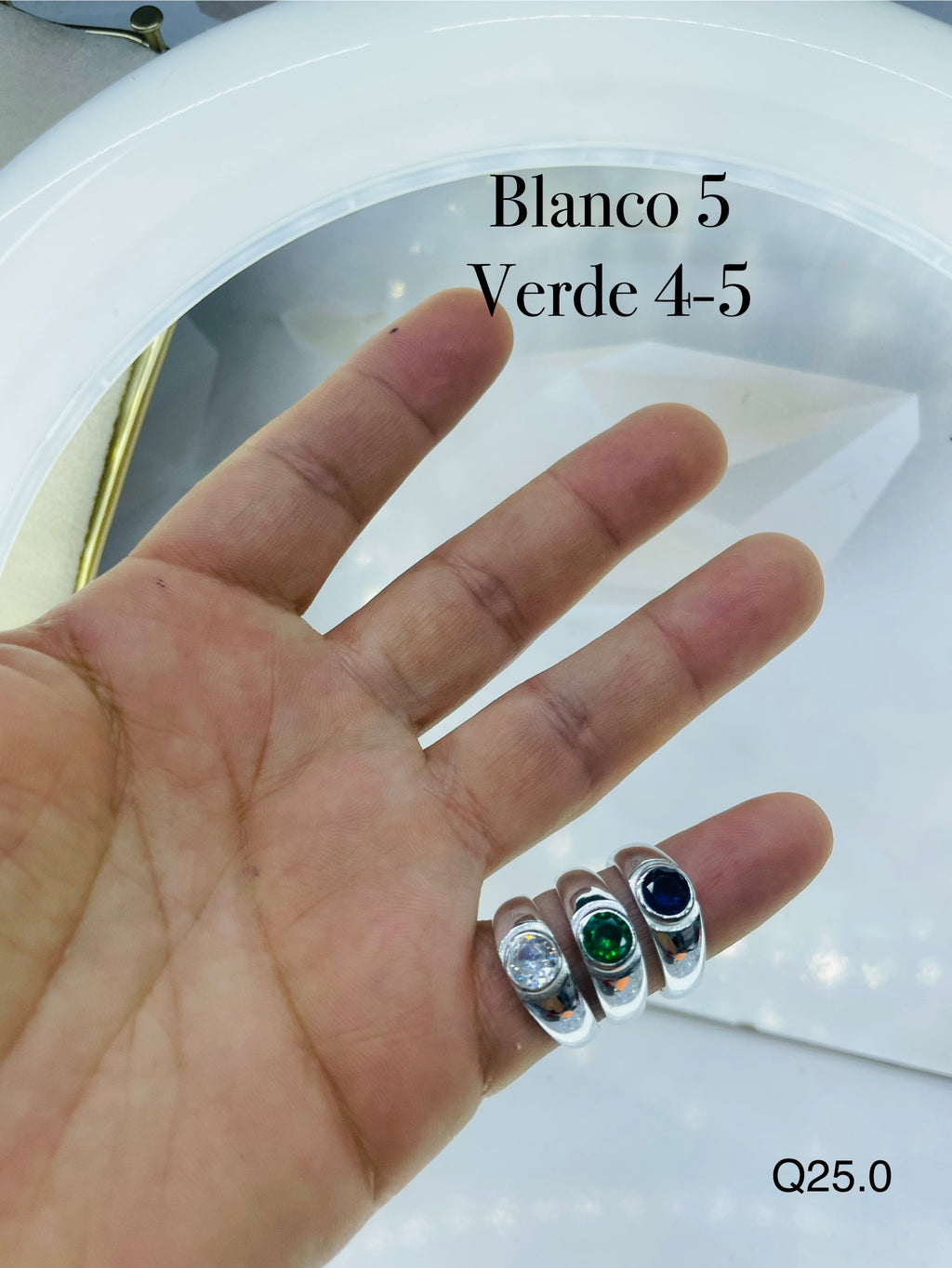 Anillo Para Niños Piedra Ovalada Verde,Cristal,Azul Ref 4373