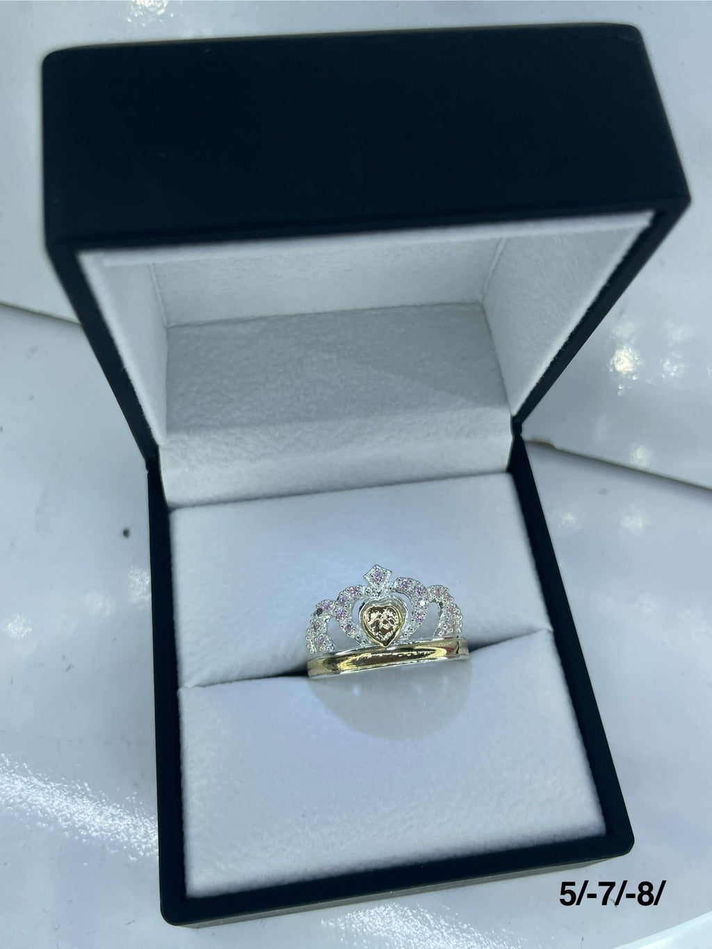 Anillo 15 Años Corona Encantada Con Circones Rosados Ref 4474