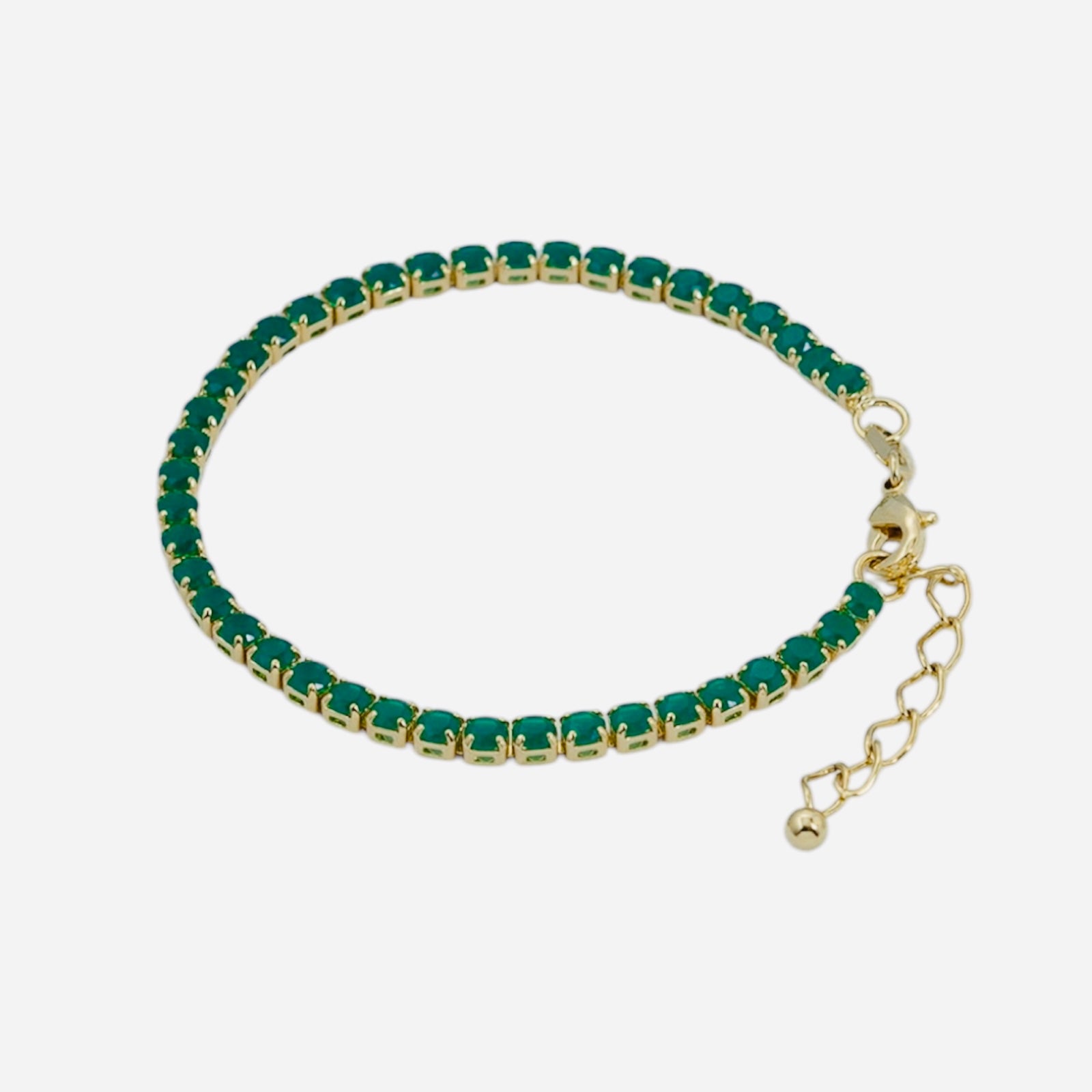 PULSERA PIEDRA CIRCON 4MM X18CM VERDE 854