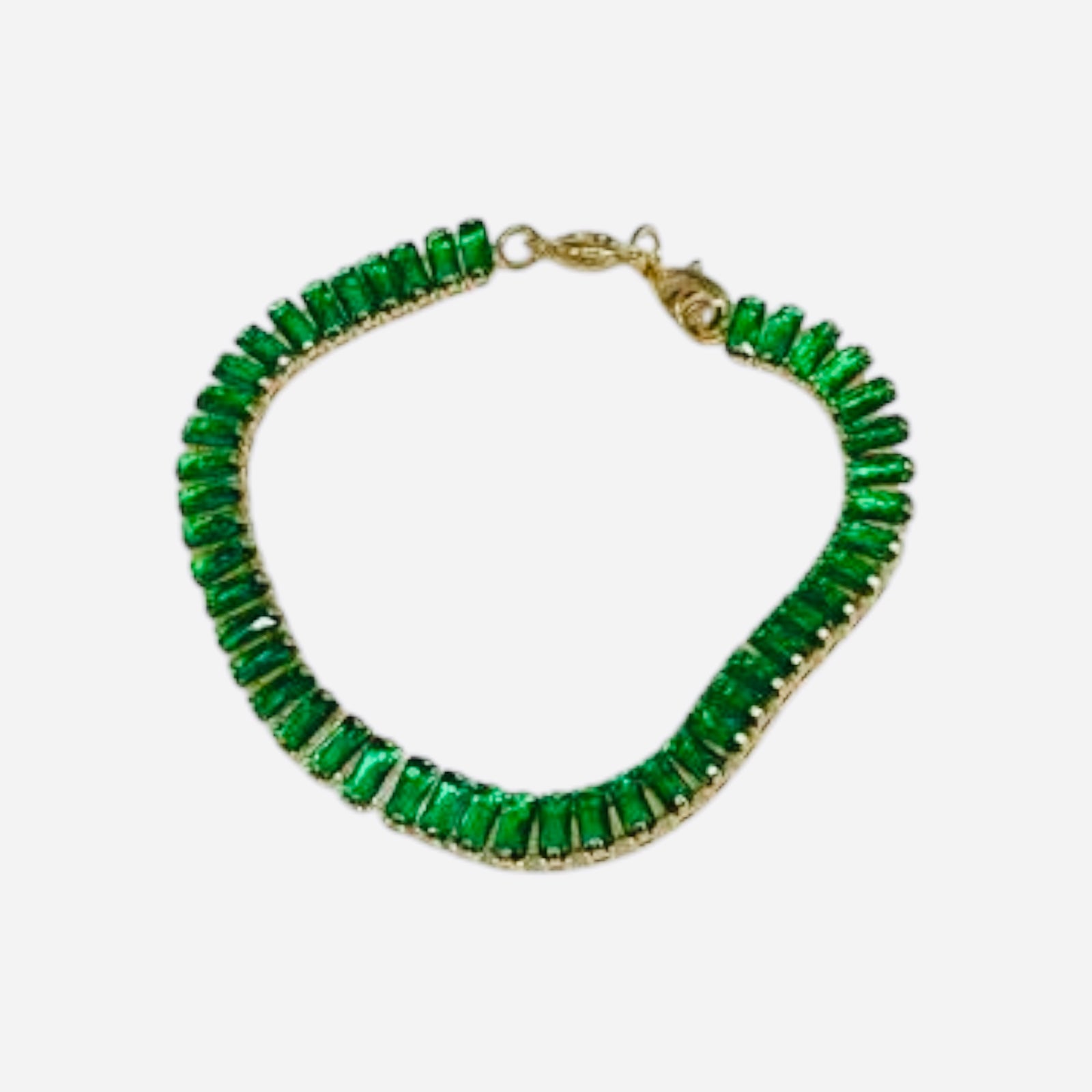 PULSERA PIEDRA BAGUETTE VERDE 21CM 3 MM 921
