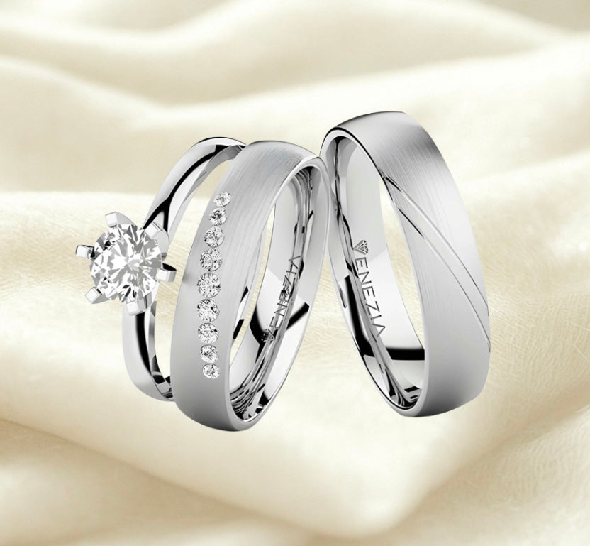 Set liso Satinado, ergonómico,Zircon suizo blanco REF