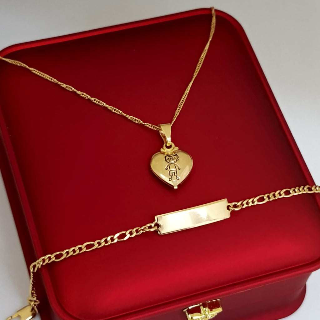 💙 “Combo de Niño Corazón popocho: Cadena con dije y esclava Cartier para los más pequeños”