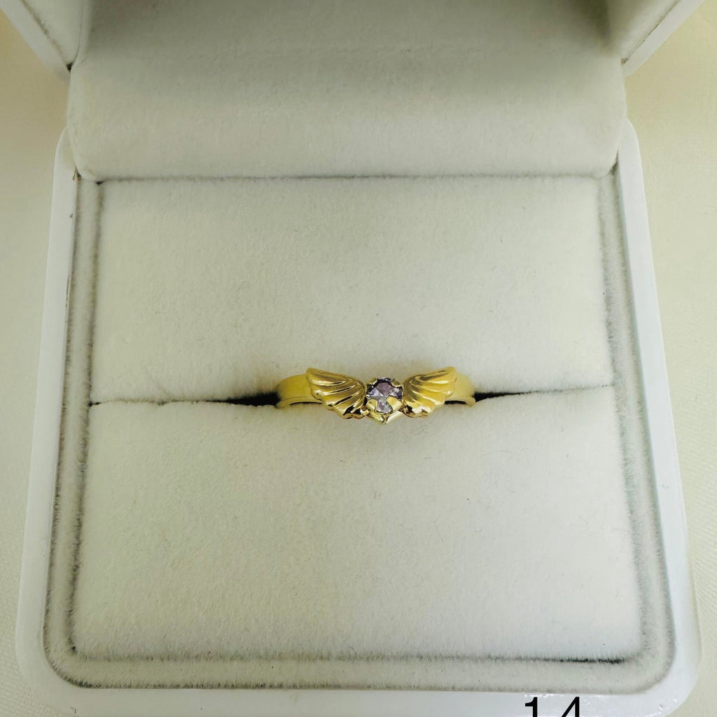 Anillo De Dama Alas piedra Verde,blanca, y morada Ref 31